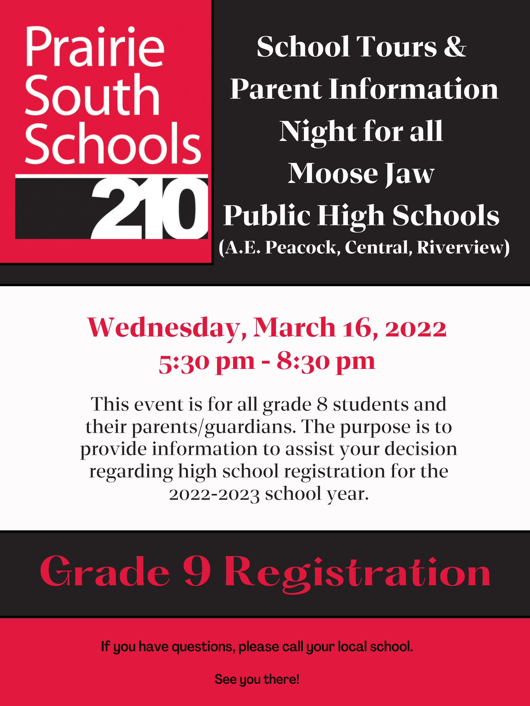 School Tours & Parent Information Night for all Moose Jaw Public High ...